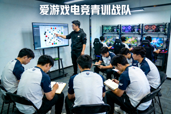 爱游戏电竞青训战队在训练基地进行战术复盘与日常训练